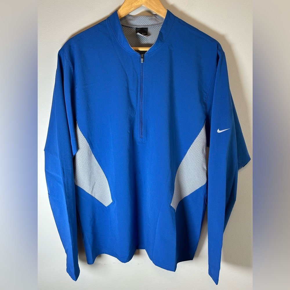 Vintage Nike 1/4 Zip Pullover Mens M Blue Gray Spandex Perforated Lightweight